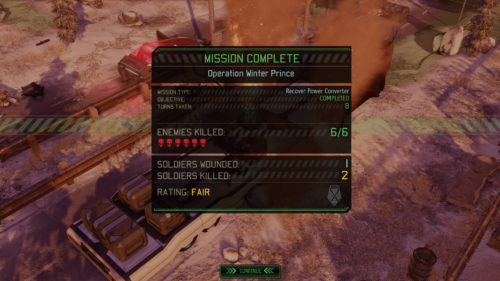 MIssion complete screenshot of XCOM 2 video game interface.