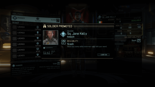 Soldier promoted screenshot of XCOM 2 video game interface.