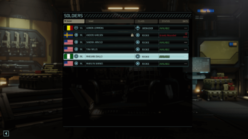Soldiers screenshot of XCOM 2 video game interface.
