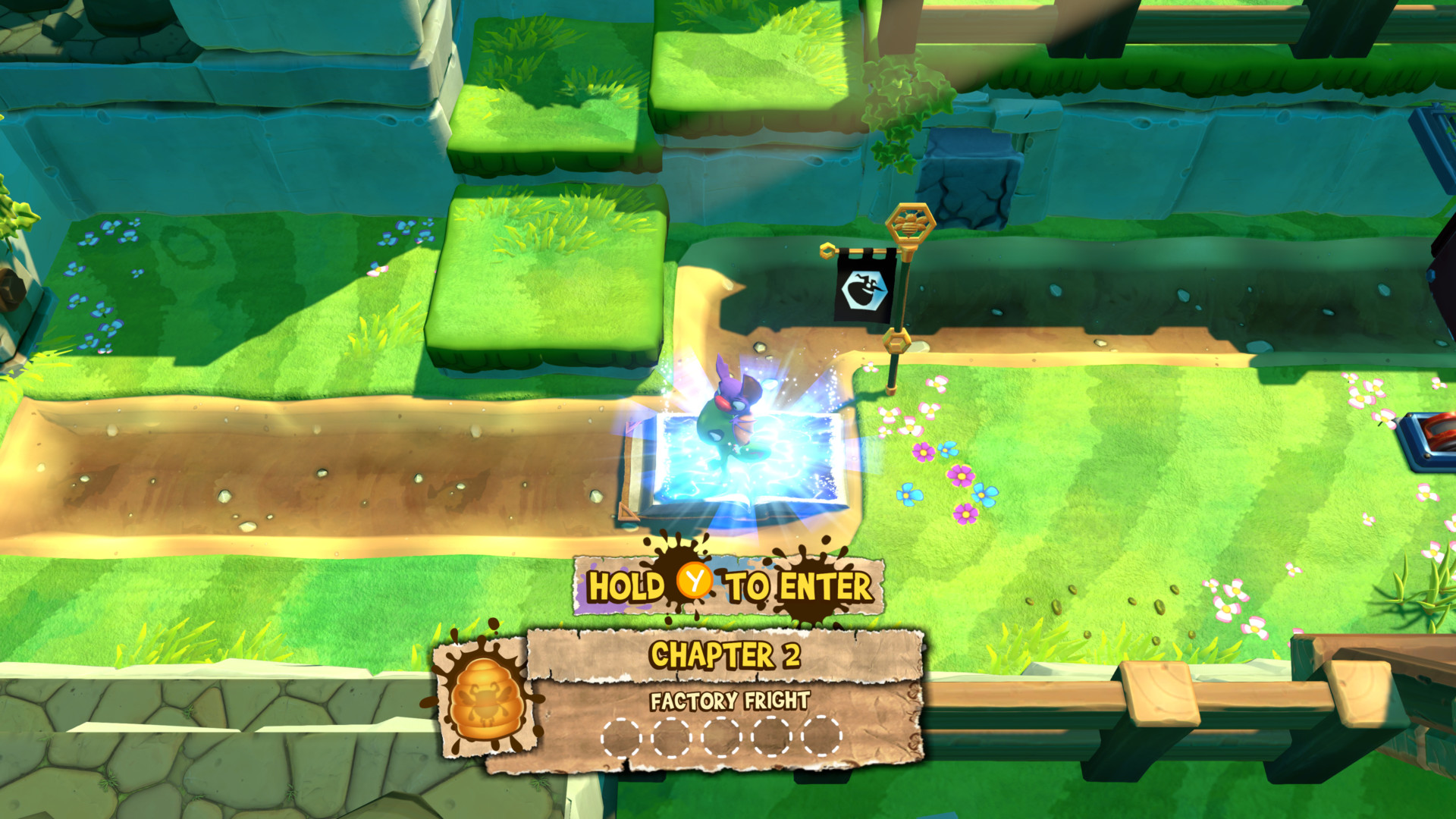 New chapter screenshot of Yooka Laylee and the Impossible Lair video game interface.