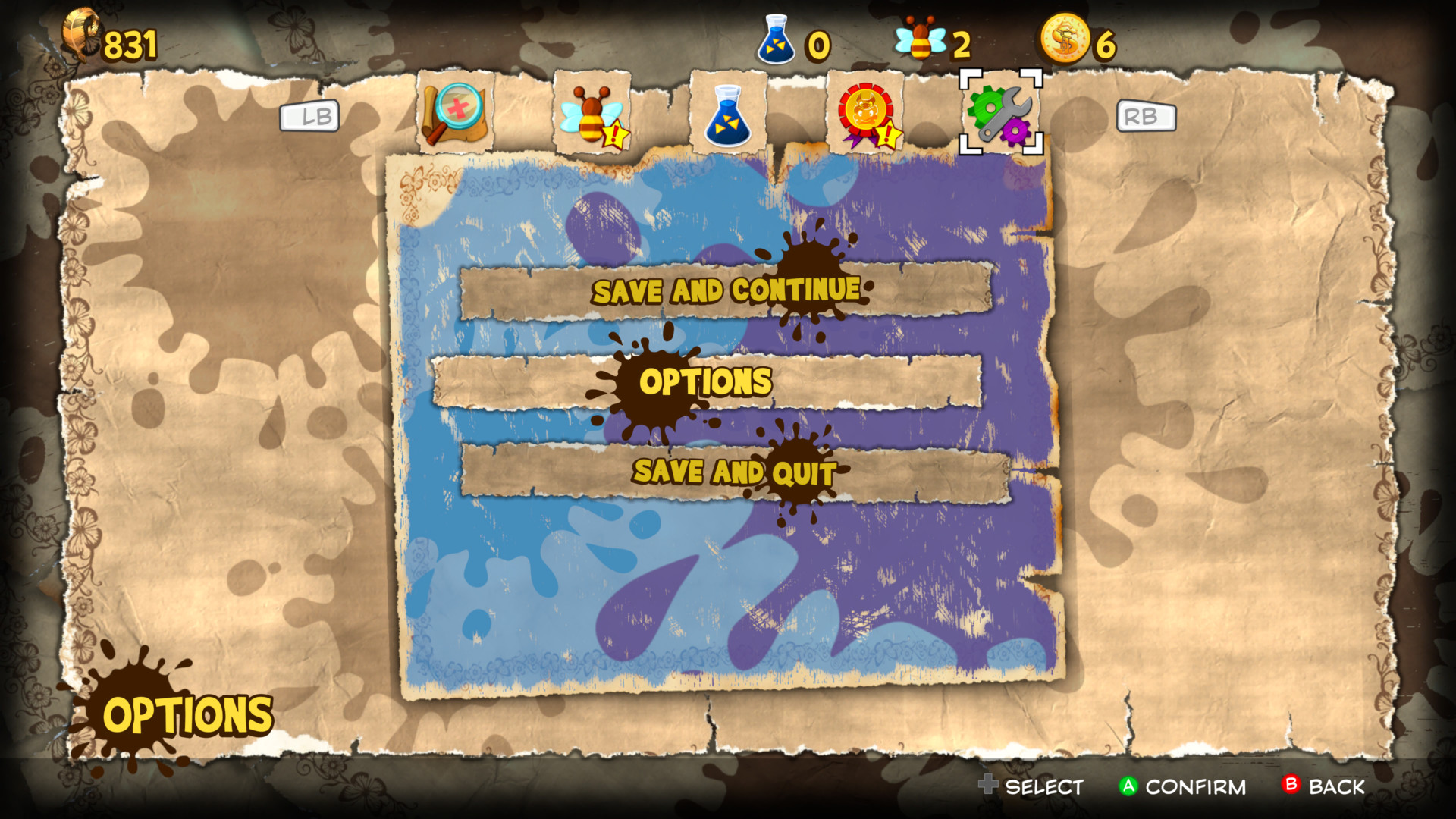 Settings screenshot of Yooka Laylee and the Impossible Lair video game interface.